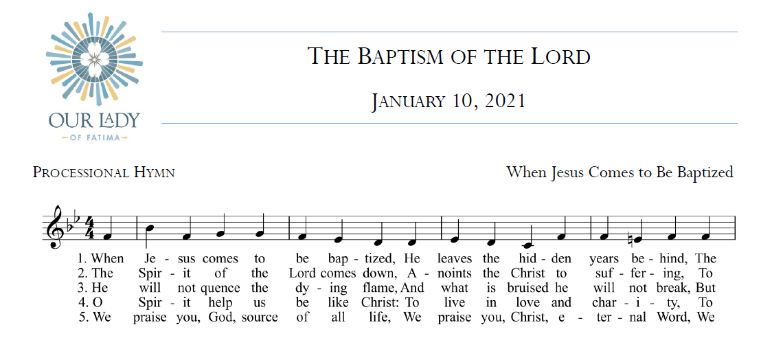 Worship Aid for January 10 - The Baptism of the Lord
