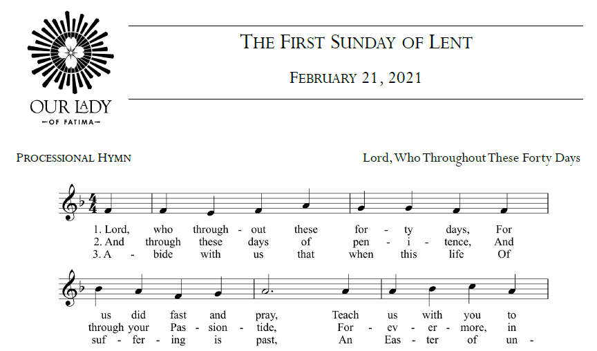 Worship Aid for February 21, 2021 - The First Sunday of Lent