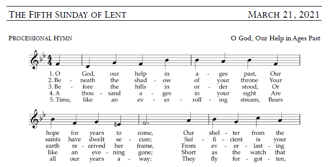 Worship Aid for March 21, 2021 - The Fifth Sunday of Lent