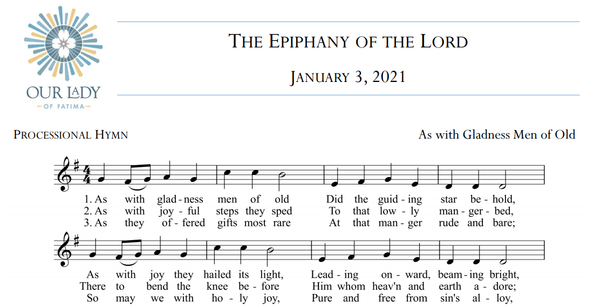 Worship Aid for January 3 - The Epiphany of the Lord