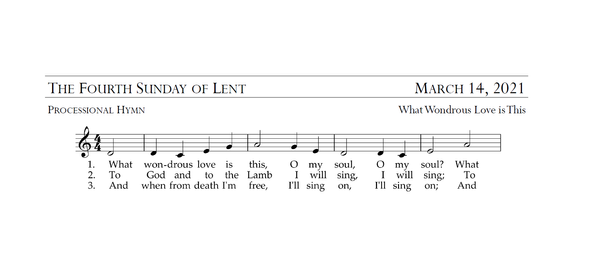 Worship Aid for March 14, 2021 - The Fourth Sunday of Lent